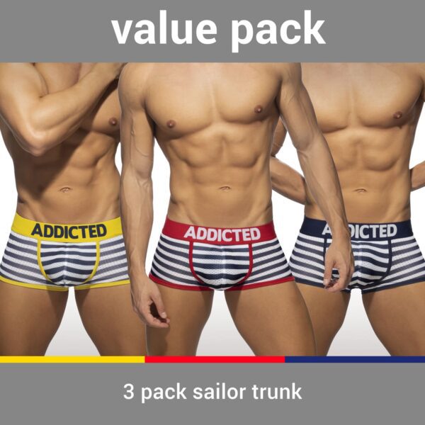 Lot de 3 boxers marins en maille aérée, 3 couleurs, poche frontale push up pour mettre en volume vos attributs
