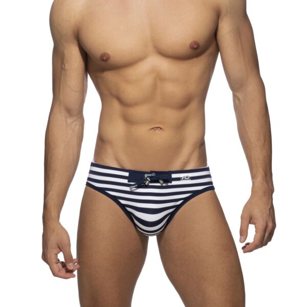 Slip de bain style marinière bleu marine